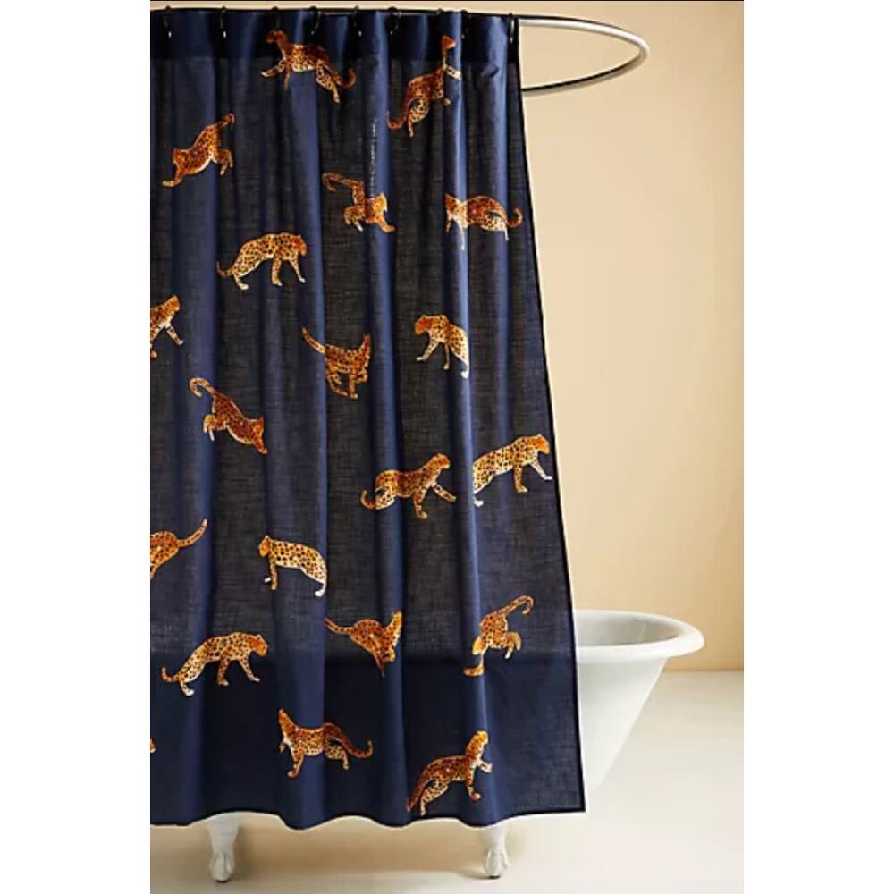 ANTHROPOLOGIE Leopard Organic Cotton Shower Curtain
